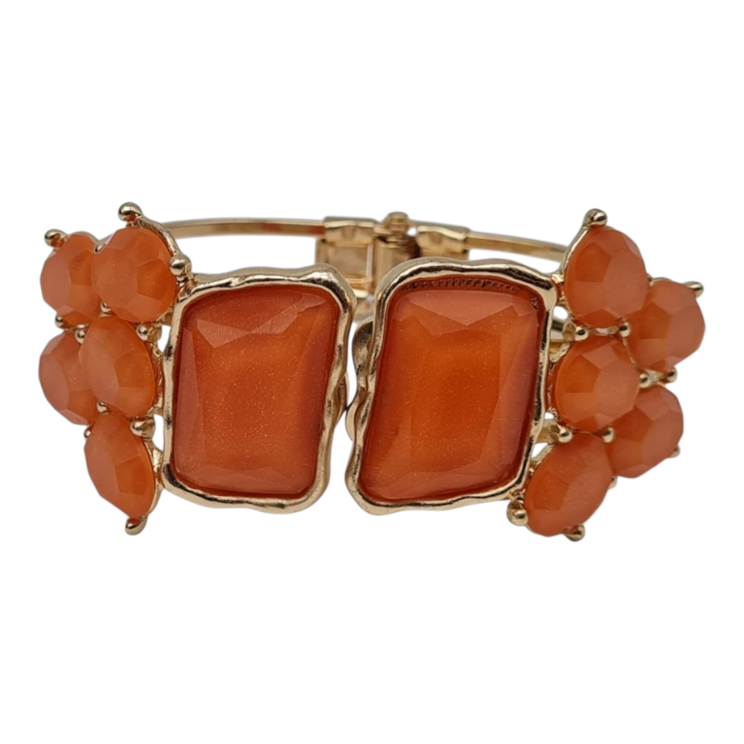 Armreif Orange Abstrakt nickelfrei Klapp-Armband Goldfarben Cosmos
