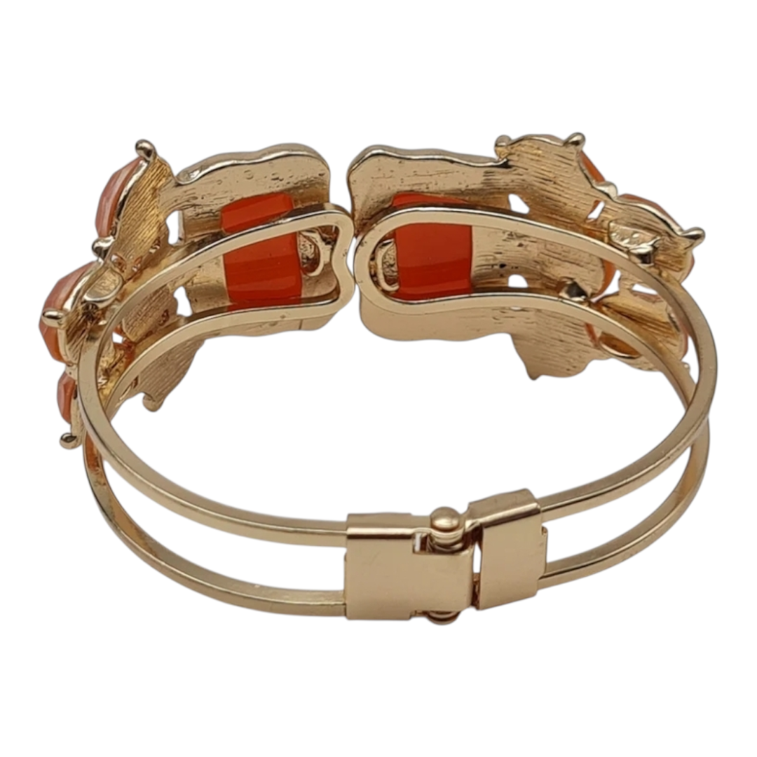 Armreif Orange Abstrakt nickelfrei Klapp-Armband Goldfarben Cosmos