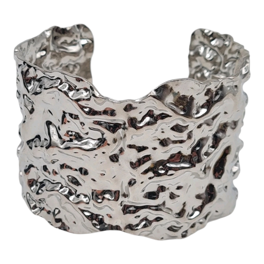 Armreif goldfarben Nickelfrei Silberfarben Muster Relief Cosmos