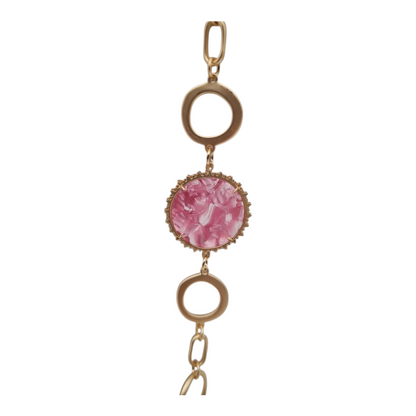 Halskette langkette Goldfarben Rosa- Pink nickelfrei festlich fest Geschenk Biba