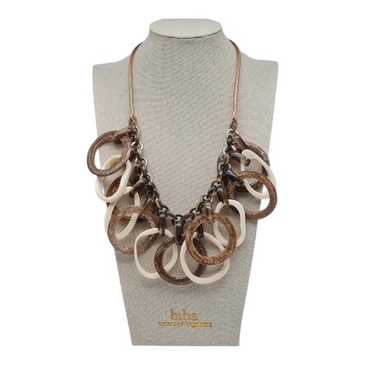 Halskette "back to the 70ties" Kurzkette Acryl Braun Beige Trend Biba