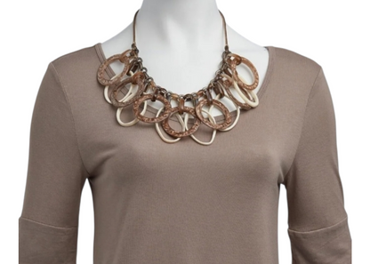 Halskette "back to the 70ties" Kurzkette Acryl Braun Beige Trend Biba