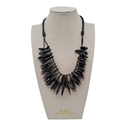 Halskette Kurzhalskette Doppelkette Resin Steine Naturmuster Boho Biba Nickelfrei