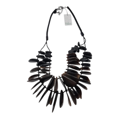 Halskette Kurzhalskette Doppelkette Resin Steine Naturmuster Boho Biba Nickelfrei