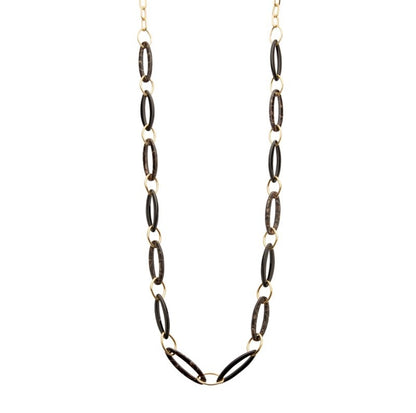 Halskette nickelfrei Acryl Schwarz matt Goldfarben Modeschmuck langkette Biba