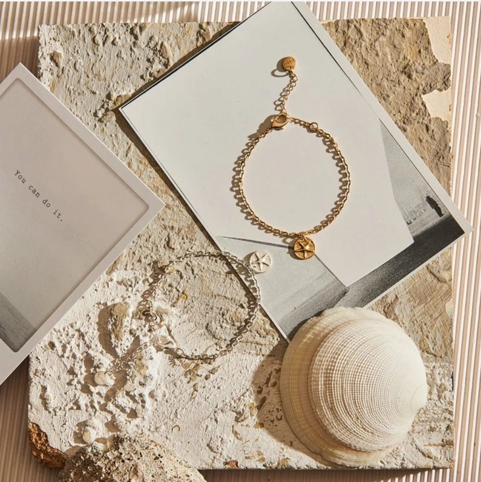 Armband Bettelarmband Matt Silberfarben Matt Goldfarbenem Seestern Biba