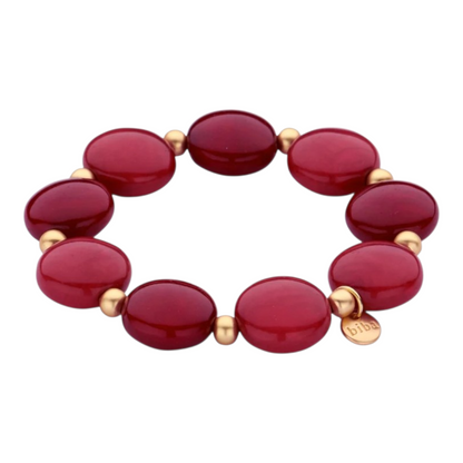Armband elastisches mit Resin Perlen in Rot-töne Nickelfrei Biba