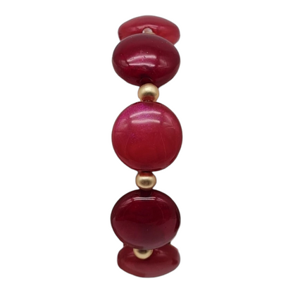 Armband elastisches mit Resin Perlen in Rot-töne Nickelfrei Biba