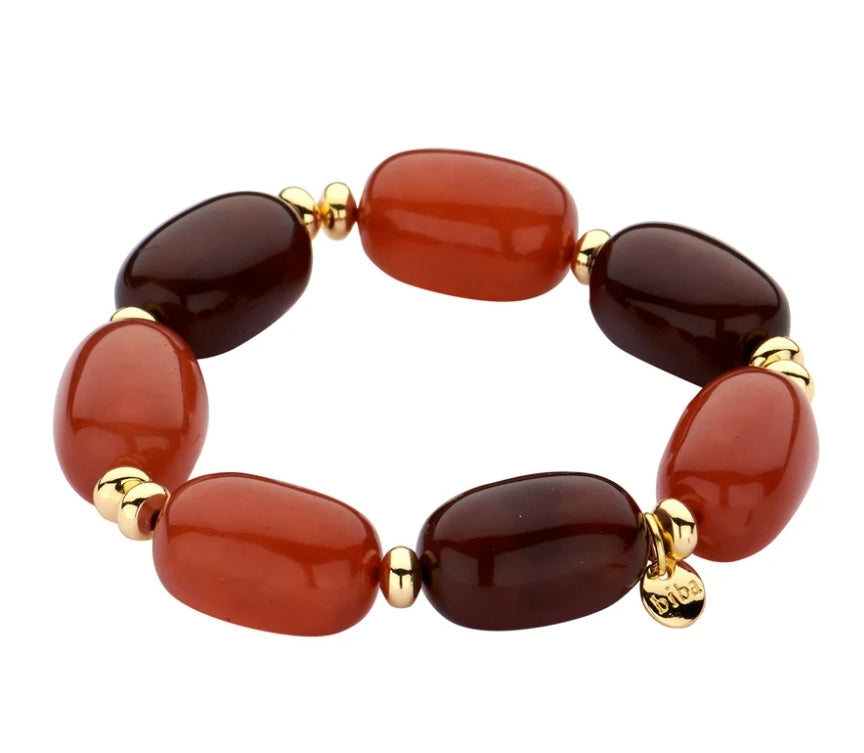 Armband Elastisches Big Resin Pearls Brombeere Kirsch Farben Biba