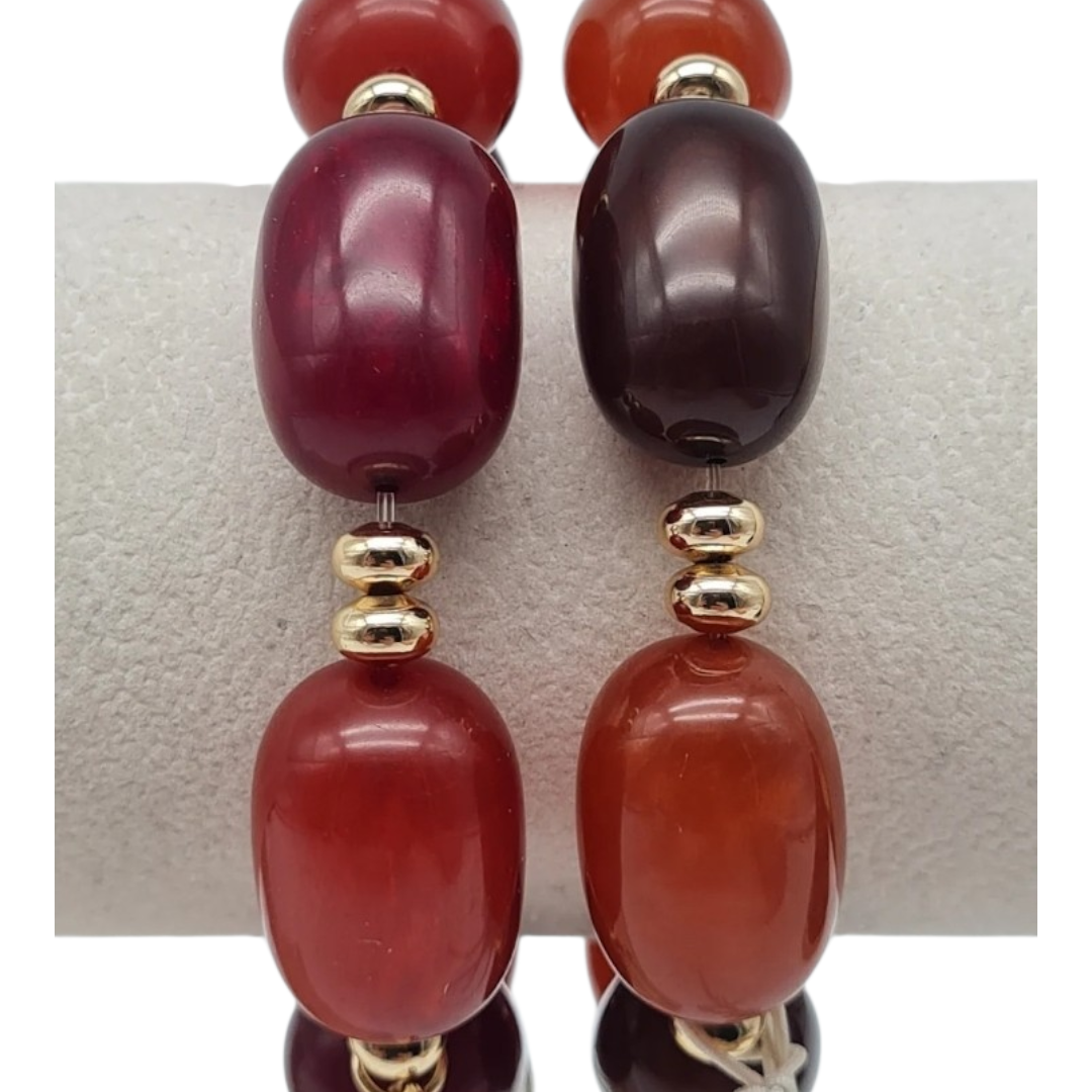 Armband Elastisches Big Resin Pearls Brombeere Kirsch Farben Biba