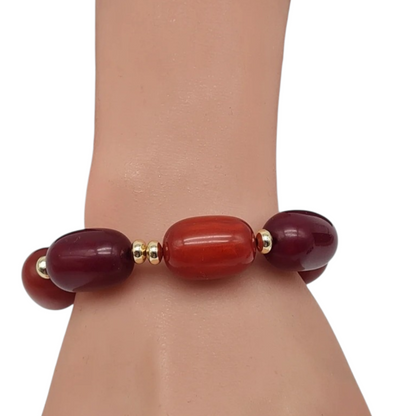 Armband Elastisches Big Resin Pearls Brombeere Kirsch Farben Biba