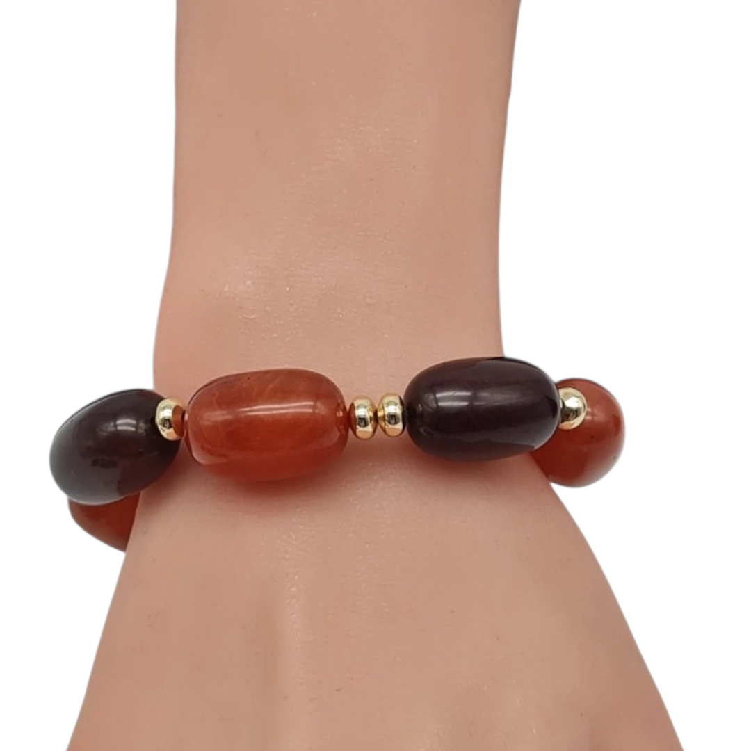 Armband Elastisches Big Resin Pearls Brombeere Kirsch Farben Biba
