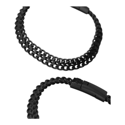 Armband Gun Metall flaches offener Gliederarmband Unisex Nickelfrei Biba