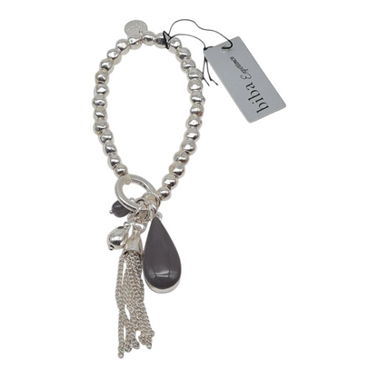 Armband Silberfarben grau nickelfrei stretch elastisch Anhänger Biba
