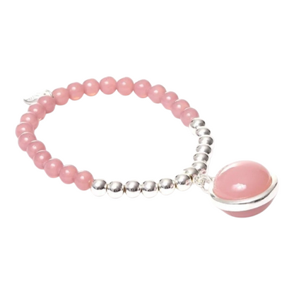 Armband elastisch Filigran Anhänger Rosa Grau Silberfarben Elegant Biba