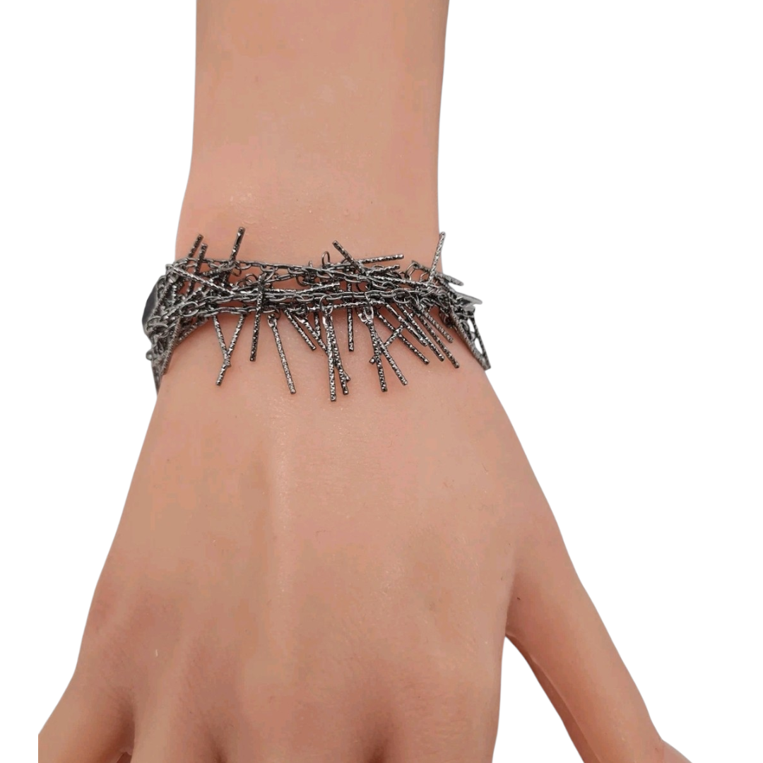 Armband "Spikes" Charleston Stil Rosé-gold, Gun Metal Silberfarben Nickelfrei Biba