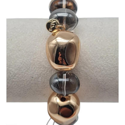 Perlenarmband Goldfarbene Grau Transparente Organische Perlen Biba Nickelfrei