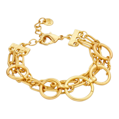 Armband 3-fach Gliederkette mittig ein kette mit größere kreise Matt goldfarben Biba