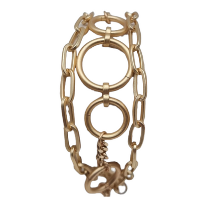 Armband 3-fach Gliederkette mittig ein kette mit größere kreise Matt goldfarben Biba