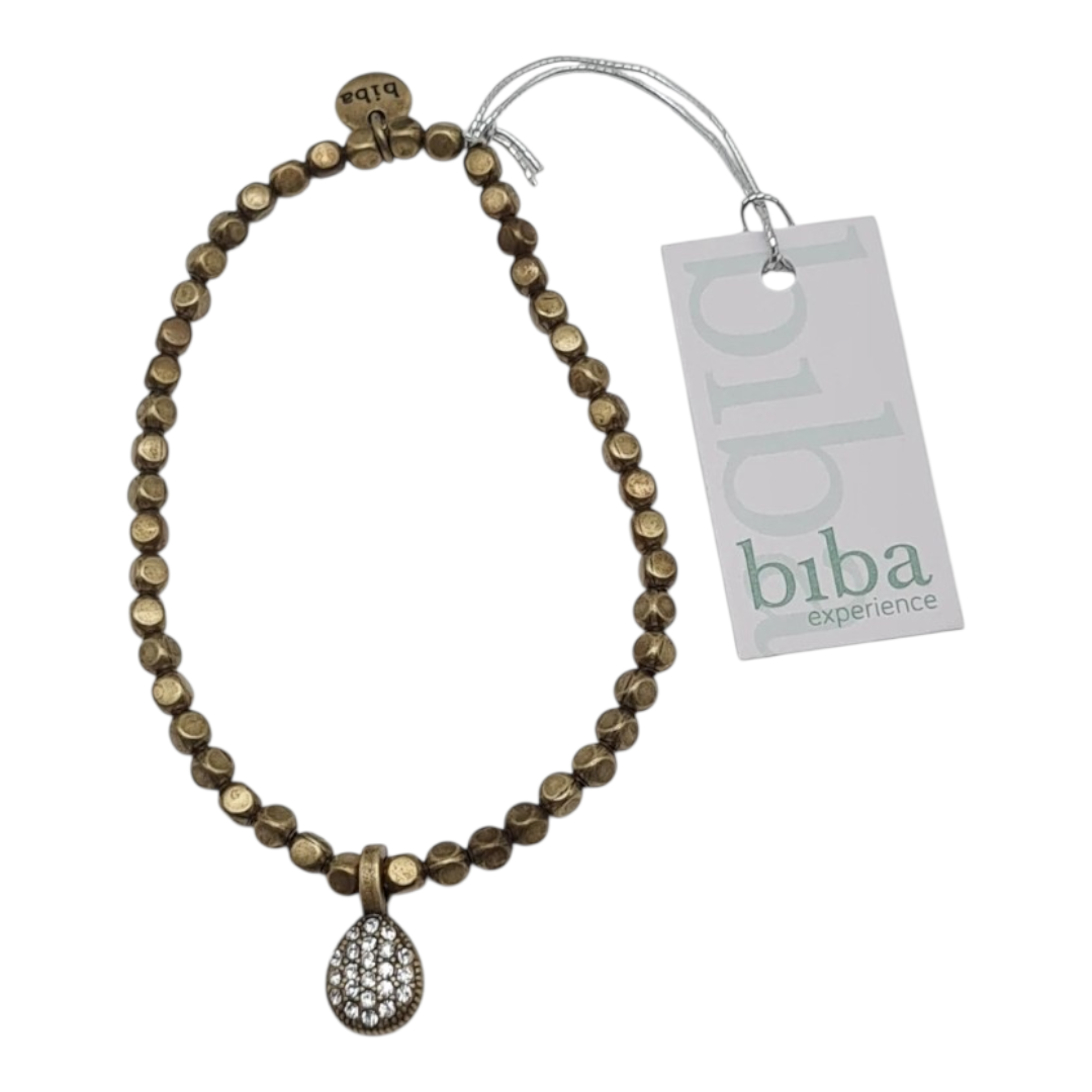 Armband Kupfergold mit Strass-Anhänger Tropfenform Trend Nickelfrei Biba