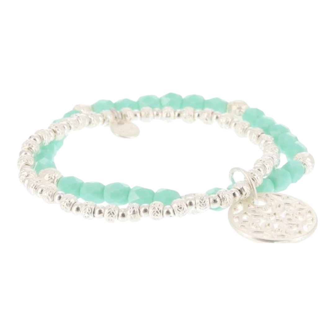 Armband Doppelarmband elastisch Eisblau mit Mandala Sommer Biba