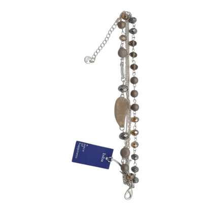 Armband 4-fach Kette Matt Silber- und Grau Lilatöne Trend Nickelfrei Biba