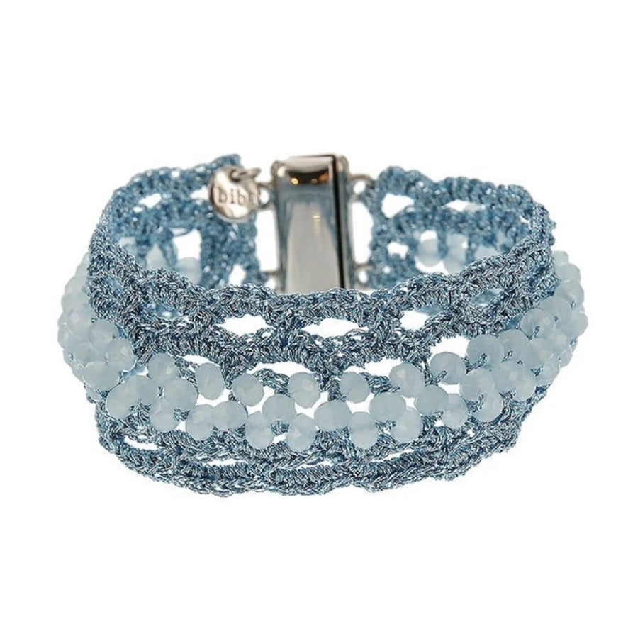 Armband Texil mit Perlchen in Blau, Mintgrün oder Rosa Trend Sommer Biba