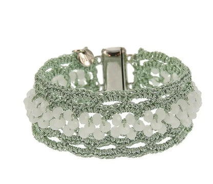 Armband Texil mit Perlchen in Blau, Mintgrün oder Rosa Trend Sommer Biba