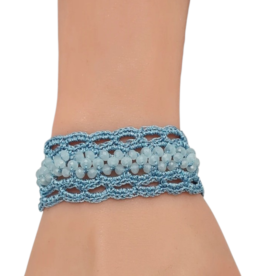 Armband Texil mit Perlchen in Blau, Mintgrün oder Rosa Trend Sommer Biba