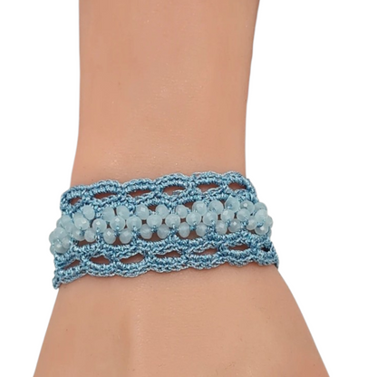 Armband Texil mit Perlchen in Blau, Mintgrün oder Rosa Trend Sommer Biba