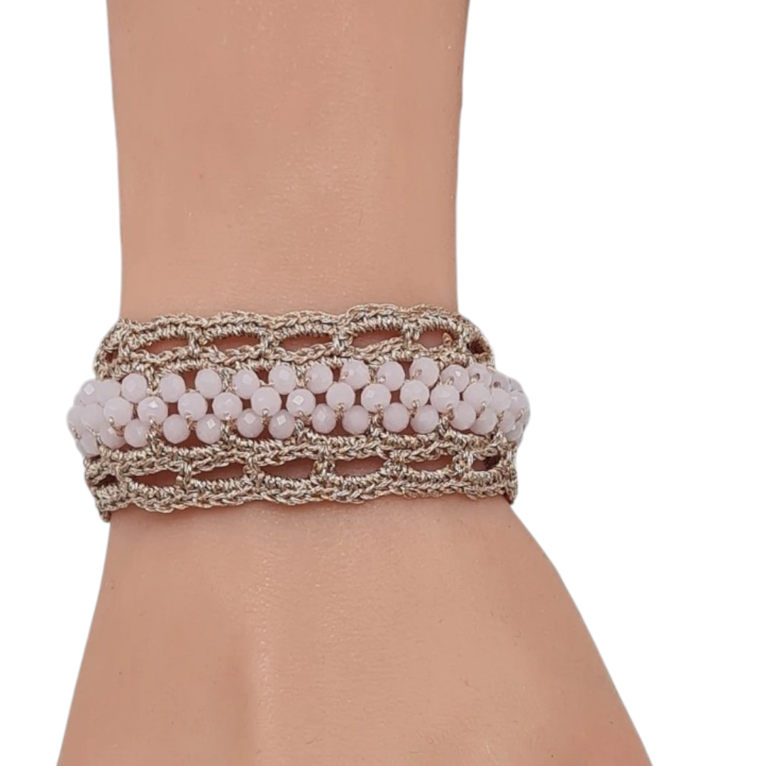 Armband Texil mit Perlchen in Blau, Mintgrün oder Rosa Trend Sommer Biba