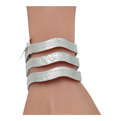 Armreif Matt Silberfarben mit unterschiedliche Reliefs Design nickelfrei Biba