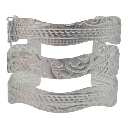 Armreif Matt Silberfarben mit unterschiedliche Reliefs Design nickelfrei Biba