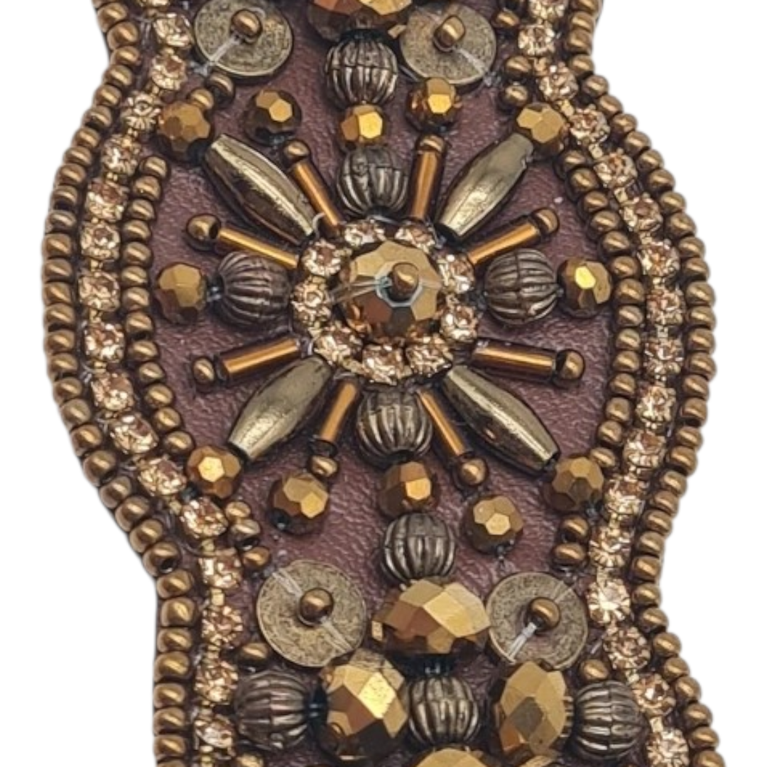 Armband Kunstleder Bronze mit Perlchen Besatz 1001 Nacht Biba