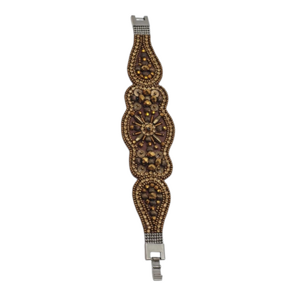 Armband Kunstleder Bronze mit Perlchen Besatz 1001 Nacht Biba