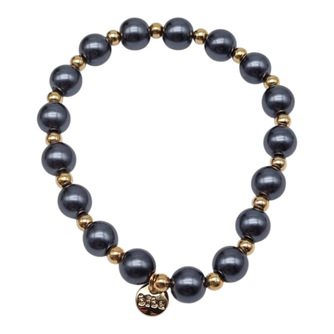 Armband elastisch Anthrazitgrau mit Goldfarben in 2 Größen