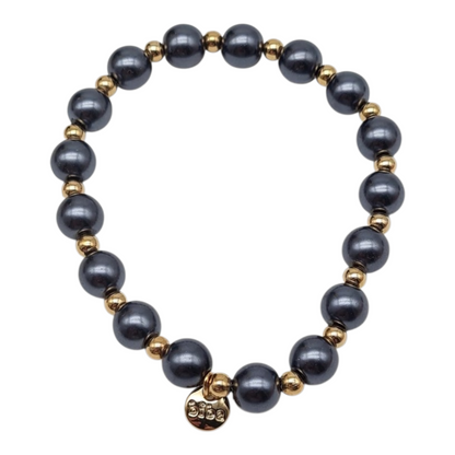 Armband elastisch Anthrazitgrau mit Goldfarben in 2 Größen