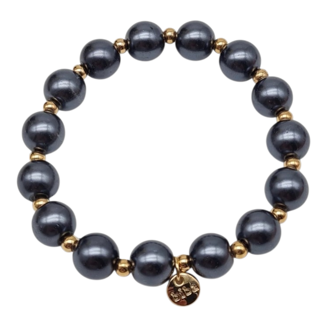 Armband elastisch Anthrazitgrau mit Goldfarben in 2 Größen