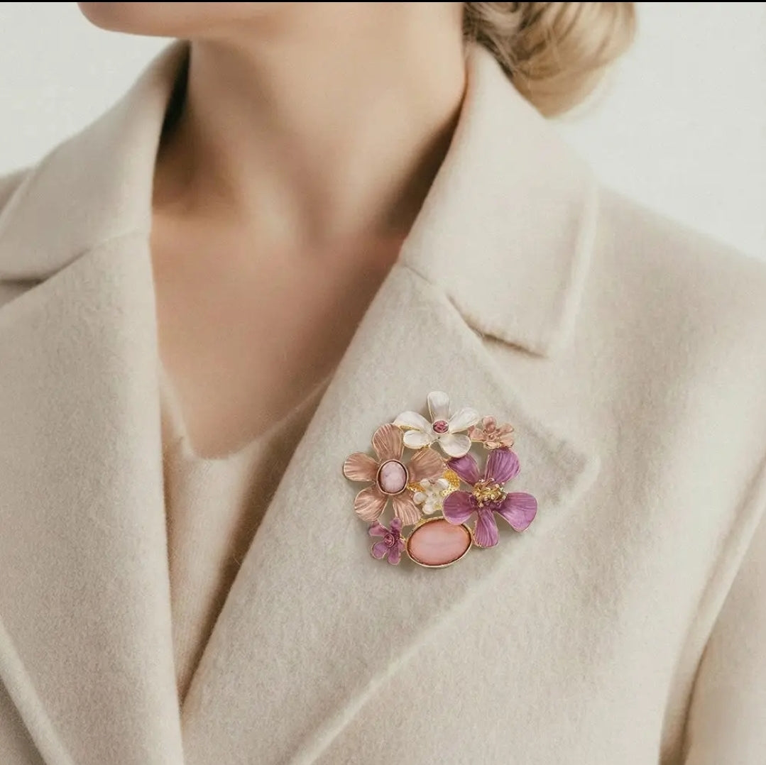 Brosche Blumen Blau Türkis Rosa Magnet Anstecknadel Trend 2026