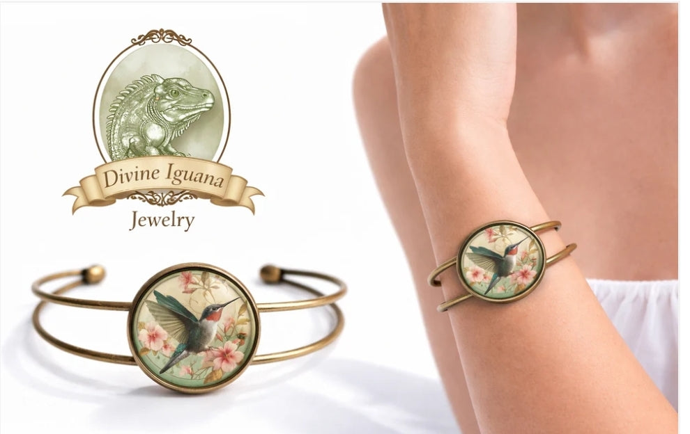 Armband Armreif Jugendstil Glas Cabochon Armreif  the Divine Iguana