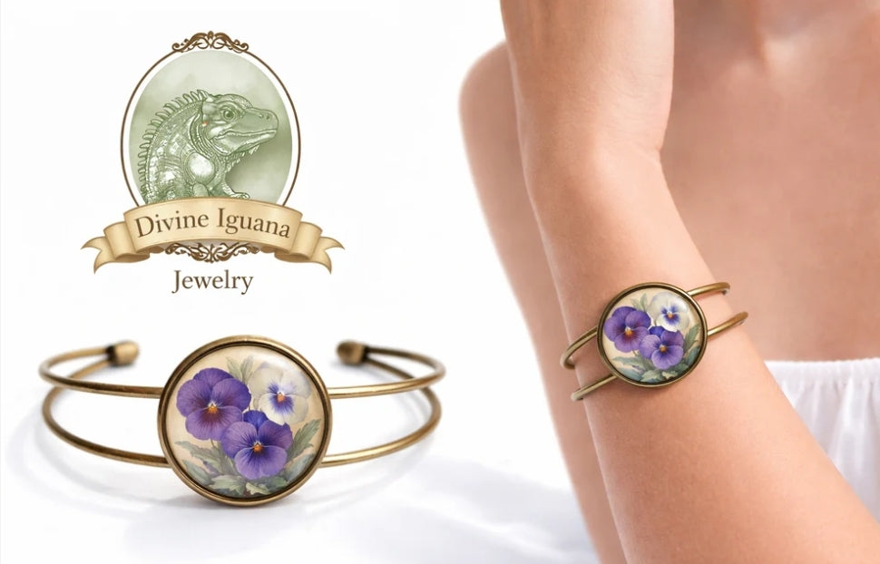 Armband Armreif Jugendstil Glas Cabochon Armreif  the Divine Iguana
