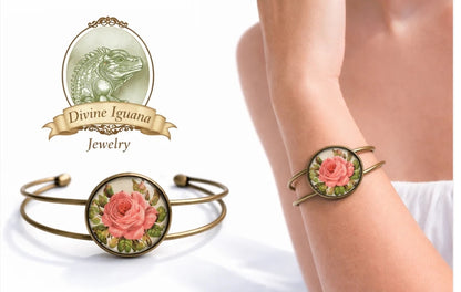 Armband Armreif Jugendstil Glas Cabochon Armreif  the Divine Iguana