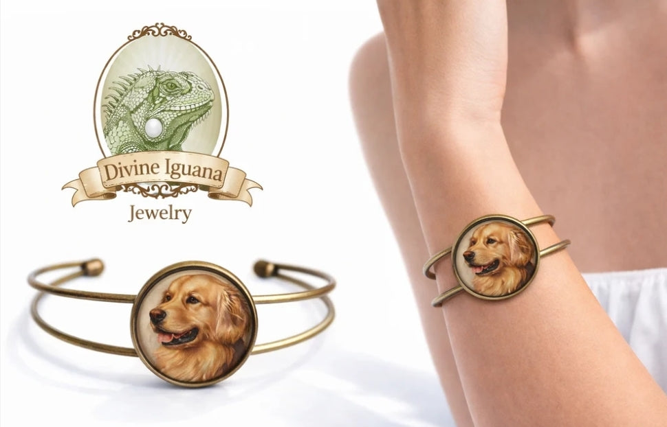 Armband Armreif Jugendstil Glas Cabochon Armreif  the Divine Iguana