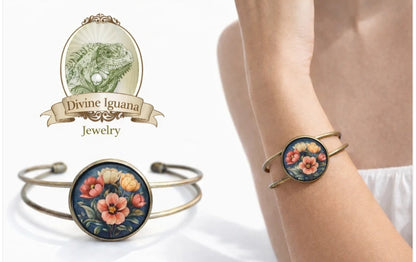 Armband Armreif Jugendstil Glas Cabochon Armreif  the Divine Iguana