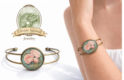 Armband Armreif Jugendstil Glas Cabochon Armreif  the Divine Iguana
