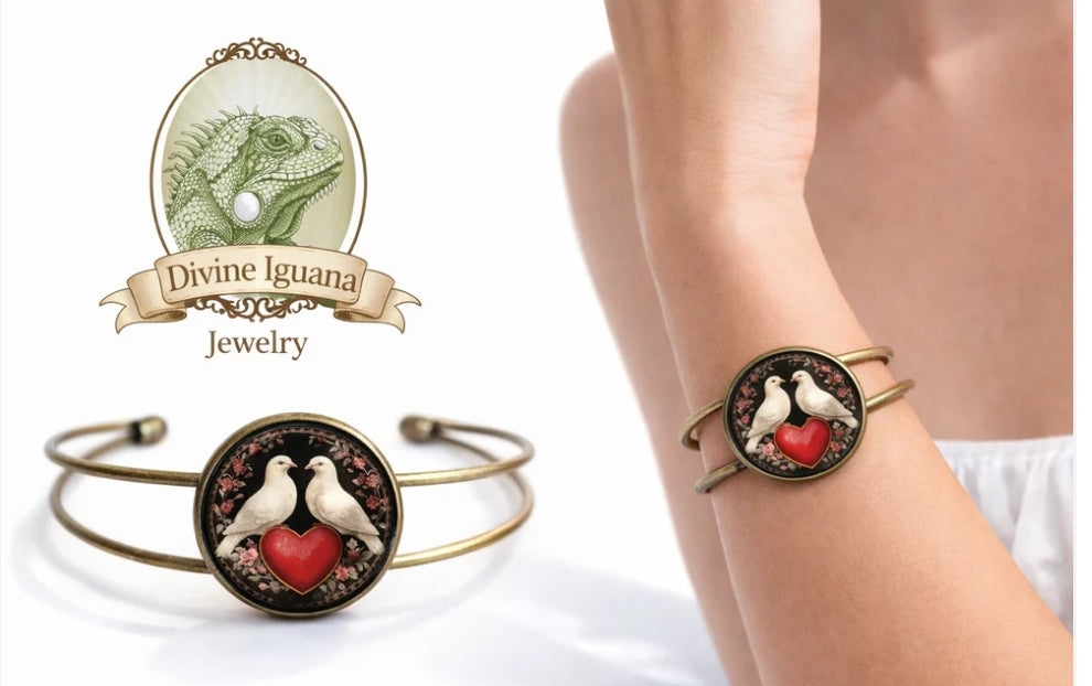 Armband Armreif Jugendstil Glas Cabochon Armreif  the Divine Iguana