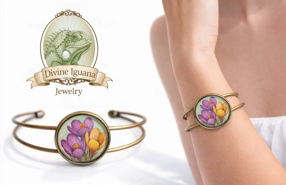 Armband Armreif Jugendstil Glas Cabochon Armreif  the Divine Iguana
