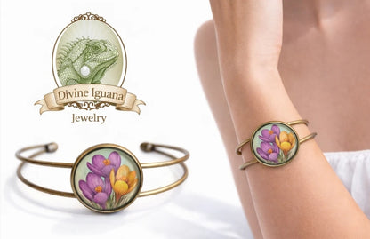 Armband Armreif Jugendstil Glas Cabochon Armreif  the Divine Iguana
