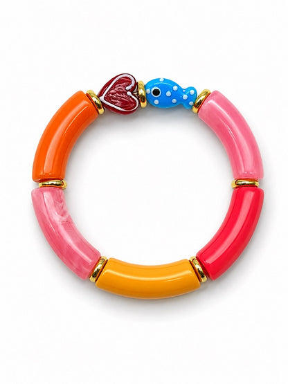 Armband Bunt Elastisch Regenbogen Fisch Ente Happy Fröhlich
