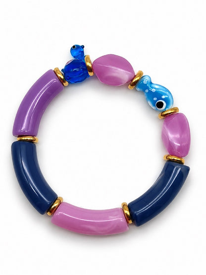 Armband Bunt Elastisch Regenbogen Fisch Ente Happy Fröhlich